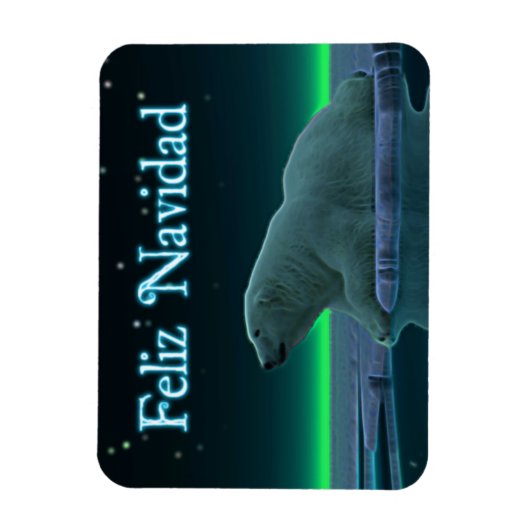 Feliz Navidad - Ice Edge Polar Bear マグネット (縦)