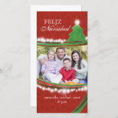 Feliz Navidad Joy Christmas Family Photo シーズンカード (正面/裏面)