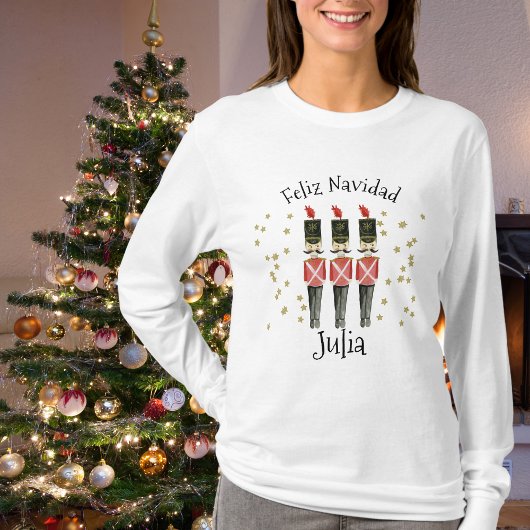 Feliz Navidad Ladies Christmas Shirt With Name Tシャツ