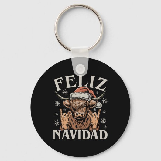 Feliz Navidad Meme Emo Cow Funny Meme Christmas キーホルダー (正面)
