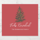 Feliz Navidad-Merry Christmas Tree and Lights  リキュールボトルラベル (シングルラベル)