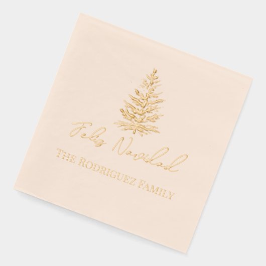 Feliz Navidad-Merry Christmas Tree and Lights  箔ナプキン (左)