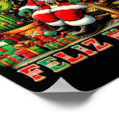 Feliz Navidad Mexican Christmas Santa Sombrero Cac ポスター (角)