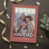 Feliz Navidad Modern Snowflake Photo シーズンカード