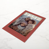 Feliz Navidad Modern Snowflake Photo 箔シーズンカード (回転した状態)