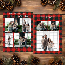 Feliz Navidad Multi Photo Red Buffalo Plaid シーズンカード
