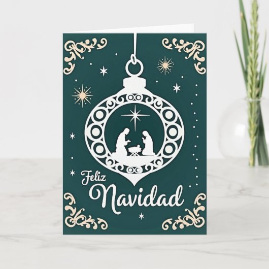 Feliz Navidad Nativity Scene Card カード (正面)