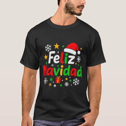 Feliz Navidad Pajamas Shirt, Cute Spanish Mexican  Tシャツ (正面)