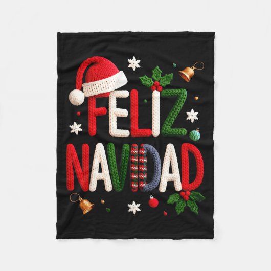 Feliz Navidad Pajamas Spanish Mexican Christmas Bo フリースブランケット (正面)