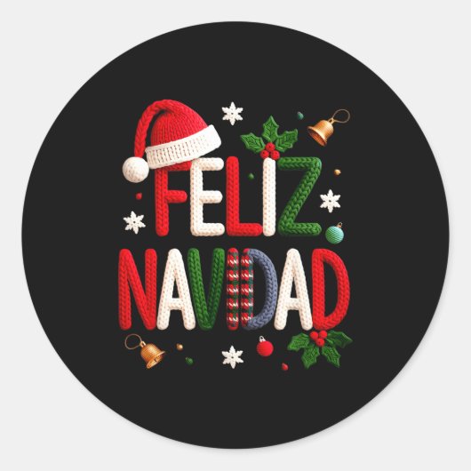 Feliz Navidad Pajamas Spanish Mexican Christmas Bo ラウンドシール (正面)