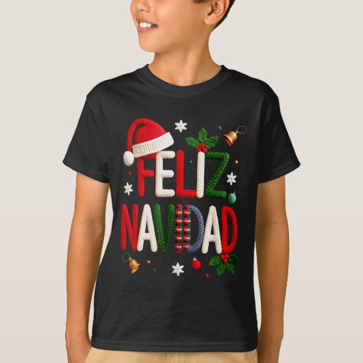 Feliz Navidad Pajamas Spanish Mexican Christmas Bo Tシャツ (正面)