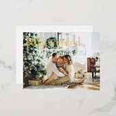 Feliz Navidad Personalizable Foto y Nombre 箔シーズンポストカード (正面/裏面)