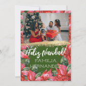Feliz Navidad Poinsettia家族の写真クリスマス シーズンカード (正面)