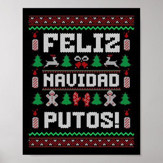 Feliz Navidad Putos メキシコ風クリスマスおもしろTシャツ ポスター (正面)