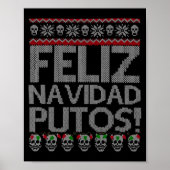 Feliz Navidad Putos Chingon Ugly Xmas Sweater Chri ポスター (正面)