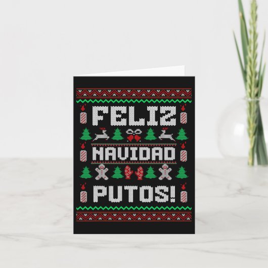 Feliz Navidad Putos Funny Mexican Christmas Sweate カード (正面)