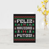 Feliz Navidad Putos Funny Mexican Christmas Sweate カード (黄色い花)