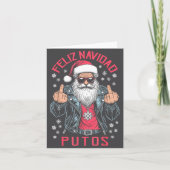 Feliz Navidad Putos Funny Rude Spanish Santa Middl カード (正面)