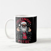 Feliz Navidad Putos Funny Rude Spanish Santa Middl コーヒーマグカップ (左)