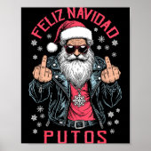Feliz Navidad Putos Funny Rude Spanish Santa Middl ポスター (正面)