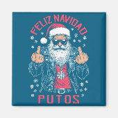 Feliz Navidad Putos Funny Rude Spanish Santa Middl マグネット (正面)