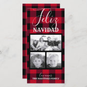 Feliz Navidad Red Buffalo Checkスペインの写真 シーズンカード (正面/裏面)