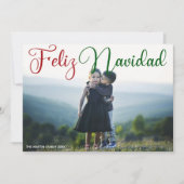 Feliz Navidad Red Greenスクリプトの写真スペインの シーズンカード (正面)