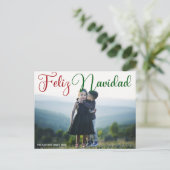 Feliz Navidad Red Greenスクリプトの写真スペインの シーズンポストカード (スタンド正面)