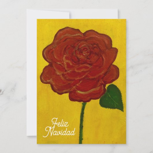 Feliz Navidad Red Rose Painted シーズンカード (正面)