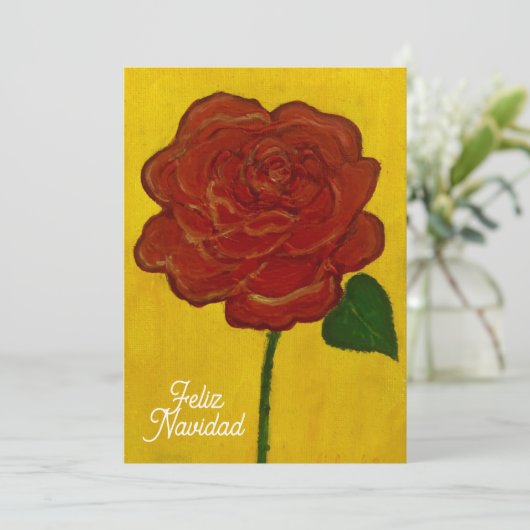 Feliz Navidad Red Rose Painted シーズンカード (スタンド正面)