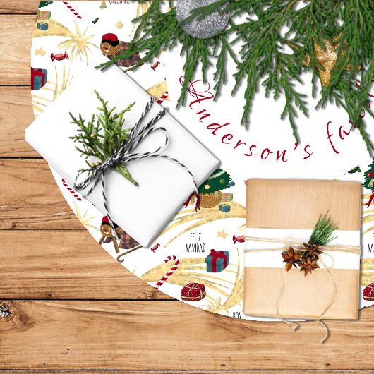 Feliz navidad, regalos y dulces para todos. ブラッシュドポリエステルツリースカート