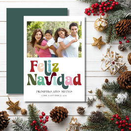 Feliz Navidad Retro Photo Spanish Christmas Card  シーズンカード