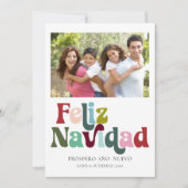 Feliz Navidad Retro Photo Spanish Christmas Card シーズンカード (正面)