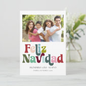 Feliz Navidad Retro Photo Spanish Christmas Card シーズンカード (スタンド正面)