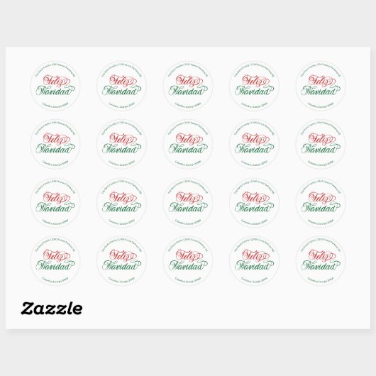 Feliz Navidad Return Address Sticker ラウンドシール (シート)