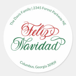 Feliz Navidad Return Address Sticker  ラウンドシール