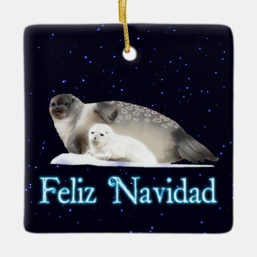 Feliz Navidad - Ringed Seal セラミックオーナメント (正面)