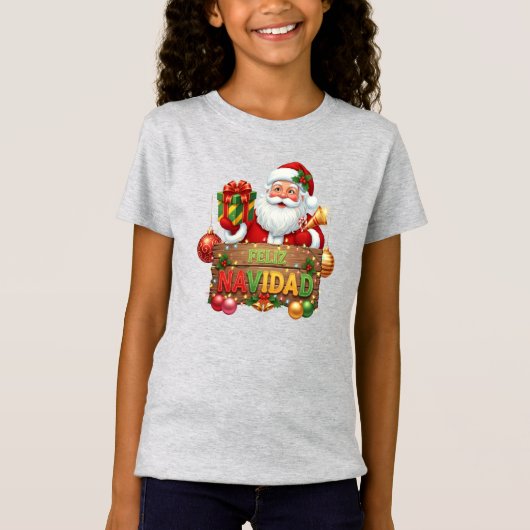Feliz Navidad Santa Christmas Tシャツ (正面)