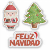 Feliz Navidad Set: Mexican Santa & Xmas Tree シール (正面)