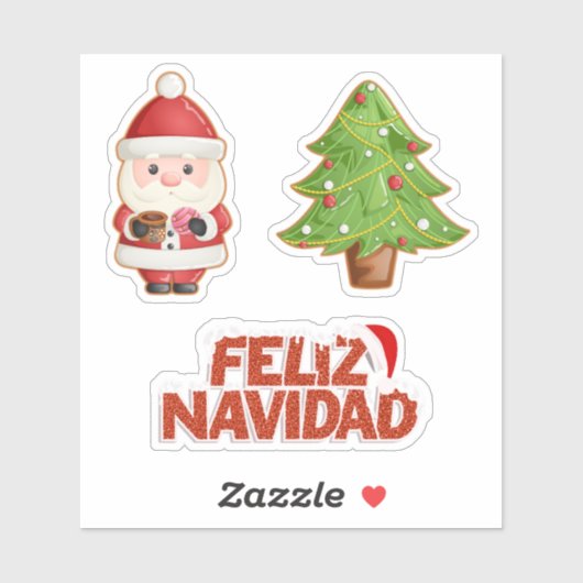 Feliz Navidad Set: Mexican Santa & Xmas Tree シール (シート)
