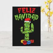 Feliz Navidad Shirt Mexican Christmas Cactus Xmas  カード (黄色い花)