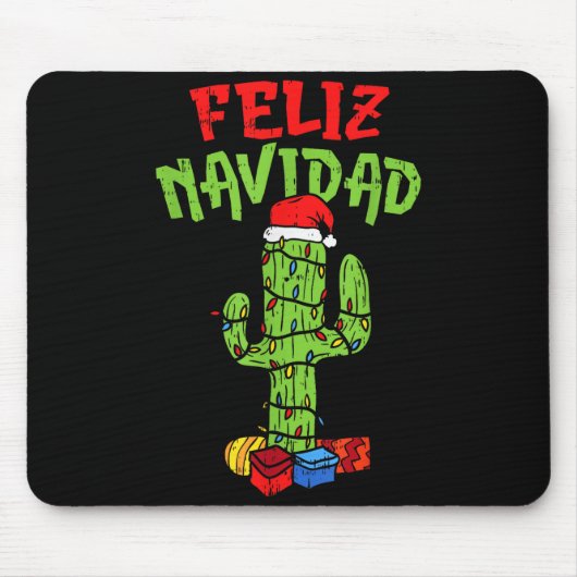Feliz Navidad Shirt Mexican Christmas Cactus Xmas マウスパッド (正面)