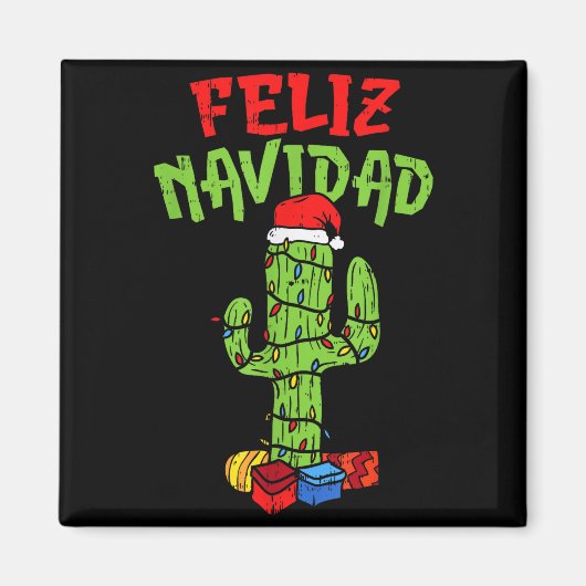 Feliz Navidad Shirt Mexican Christmas Cactus Xmas マグネット (正面)