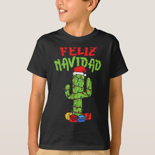 Feliz Navidad Shirt Mexican Christmas Cactus Xmas Tシャツ (正面)