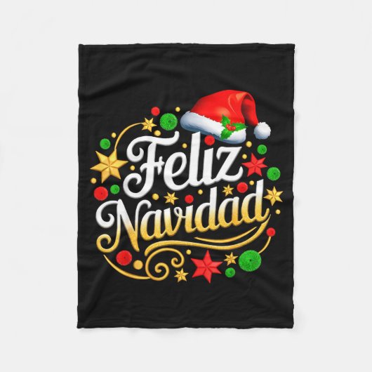 Feliz Navidad Spanish Mexican Christmas Xmas Holid フリースブランケット (正面)