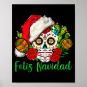 Feliz Navidad Sugar Skull Mexican Christmas  ポスター (正面)