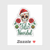 Feliz Navidad Sugar Skull Mexican Christmas T-Shir シール (シート)