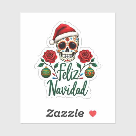 Feliz Navidad Sugar Skull Mexican Christmas T-Shir シール (シート)