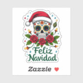 Feliz Navidad Sugar Skull Mexican Christmas T-Shir シール (シート)