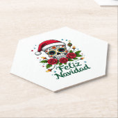 Feliz Navidad Sugar Skull Mexican Christmas T-Shir ペーパーコースター (アングル)